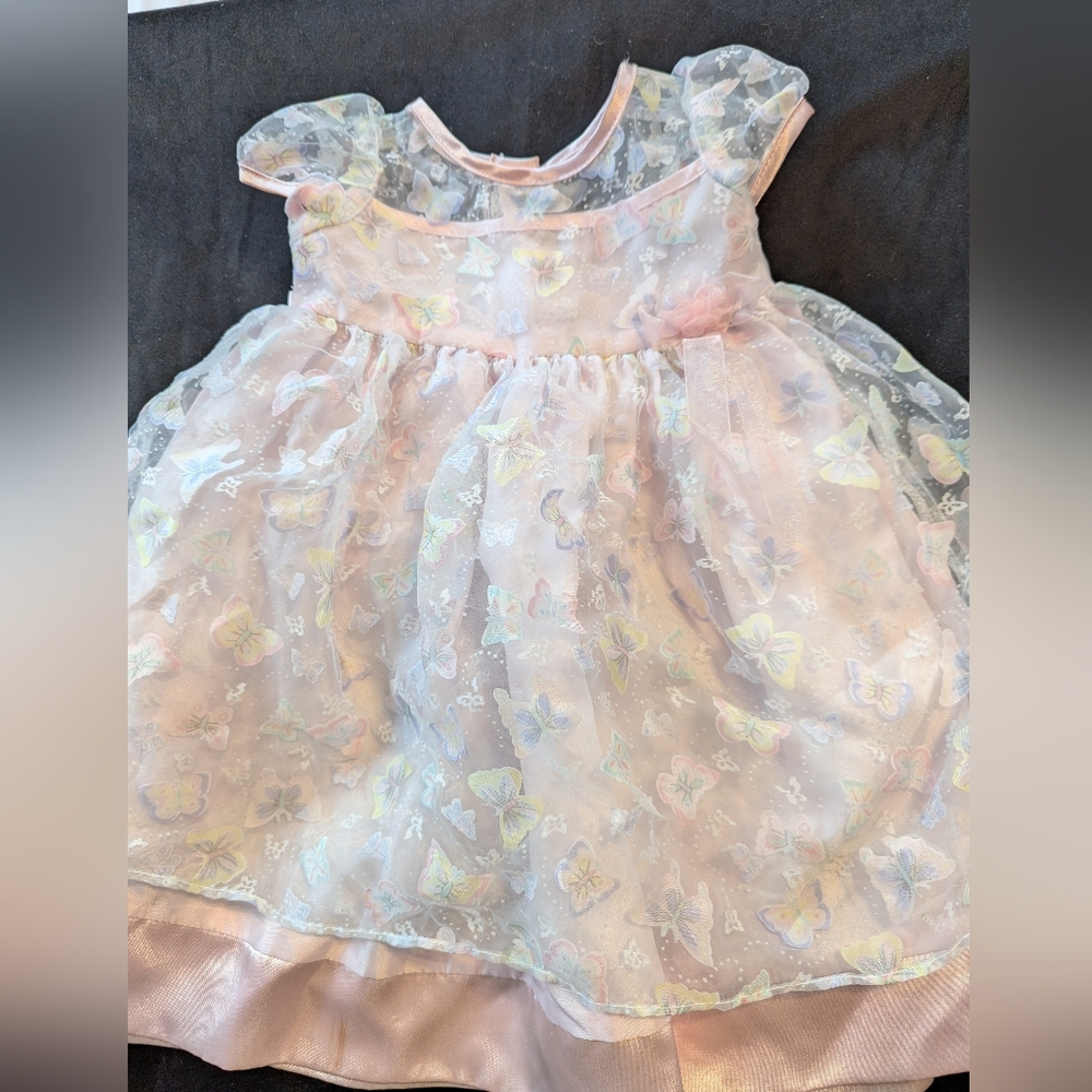 Infant Girls Marmellatta Pink Butterfly Dress Size 12 Months